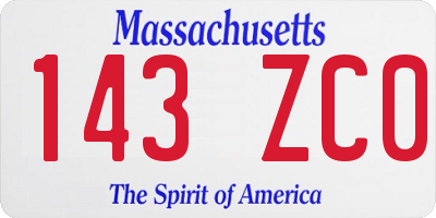 MA license plate 143ZC0