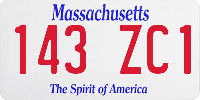 MA license plate 143ZC1