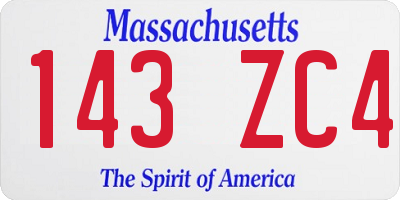 MA license plate 143ZC4