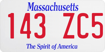 MA license plate 143ZC5