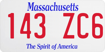 MA license plate 143ZC6