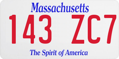 MA license plate 143ZC7