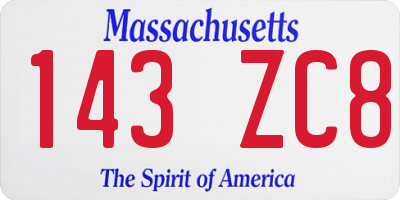 MA license plate 143ZC8