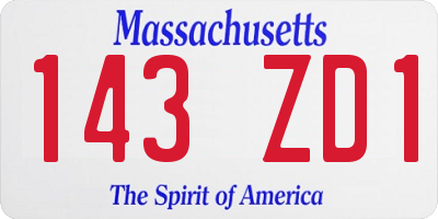 MA license plate 143ZD1