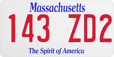 MA license plate 143ZD2
