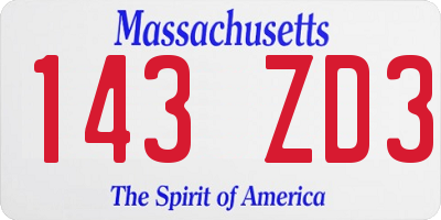 MA license plate 143ZD3