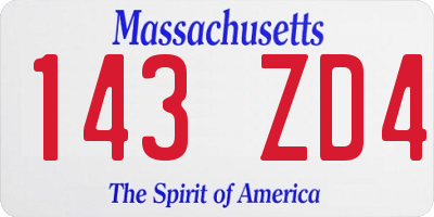 MA license plate 143ZD4