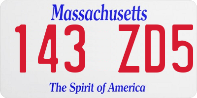 MA license plate 143ZD5