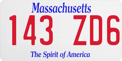 MA license plate 143ZD6