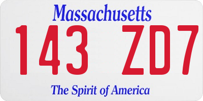 MA license plate 143ZD7