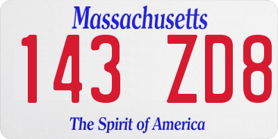 MA license plate 143ZD8