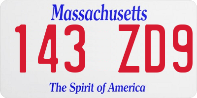 MA license plate 143ZD9