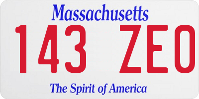 MA license plate 143ZE0