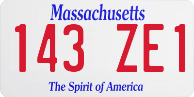 MA license plate 143ZE1