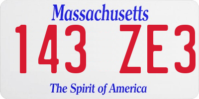 MA license plate 143ZE3