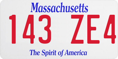 MA license plate 143ZE4
