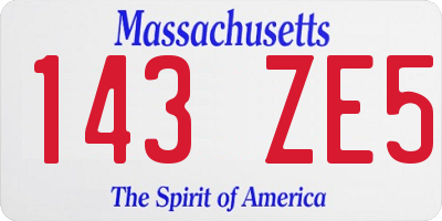 MA license plate 143ZE5