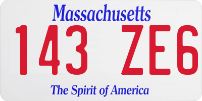 MA license plate 143ZE6