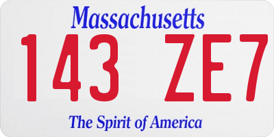MA license plate 143ZE7