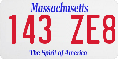 MA license plate 143ZE8