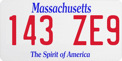 MA license plate 143ZE9