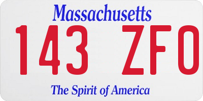 MA license plate 143ZF0