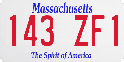 MA license plate 143ZF1