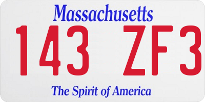 MA license plate 143ZF3