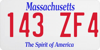 MA license plate 143ZF4