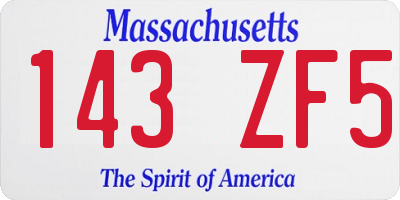 MA license plate 143ZF5