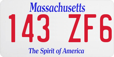 MA license plate 143ZF6