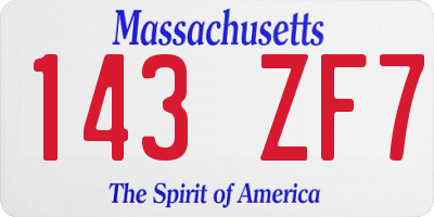MA license plate 143ZF7