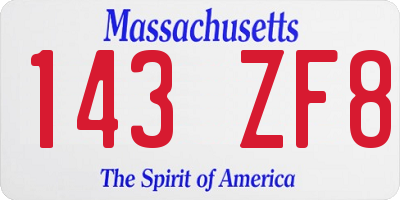 MA license plate 143ZF8