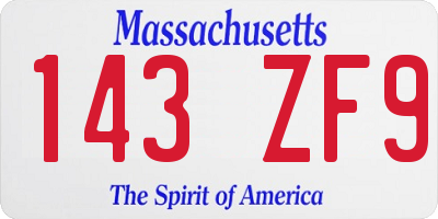 MA license plate 143ZF9