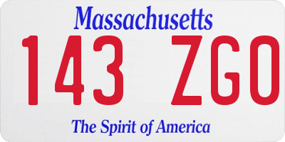 MA license plate 143ZG0