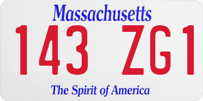 MA license plate 143ZG1