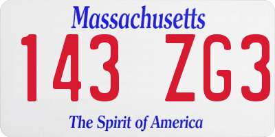 MA license plate 143ZG3