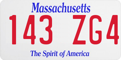 MA license plate 143ZG4