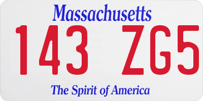 MA license plate 143ZG5