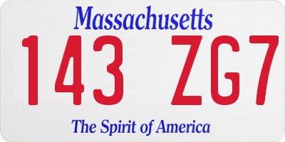 MA license plate 143ZG7