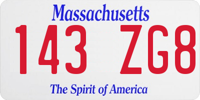MA license plate 143ZG8
