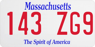 MA license plate 143ZG9