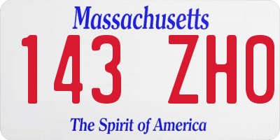 MA license plate 143ZH0