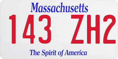 MA license plate 143ZH2