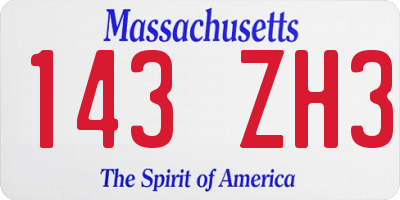 MA license plate 143ZH3