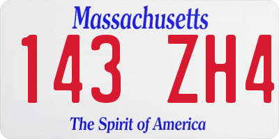 MA license plate 143ZH4
