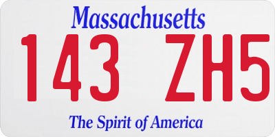 MA license plate 143ZH5