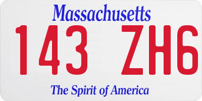 MA license plate 143ZH6