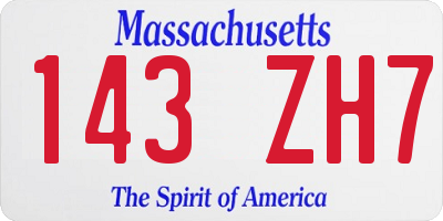 MA license plate 143ZH7