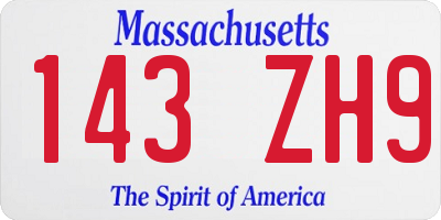 MA license plate 143ZH9